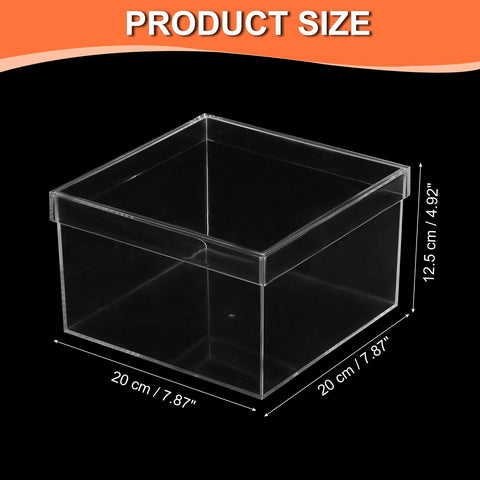 PATIKIL Acrylic Box with Lid 7.87" x 7.87" x 4.92", Clear Acrylic Display Boxes Plastic Square Cube Containers Storage Organizer for Candy Tiny