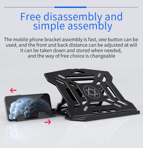 Orco Laptop Stand with Phone Holder and 360°Adjustable, Compatible with All Laptops/MacBook 13" 15" 17" (Black)