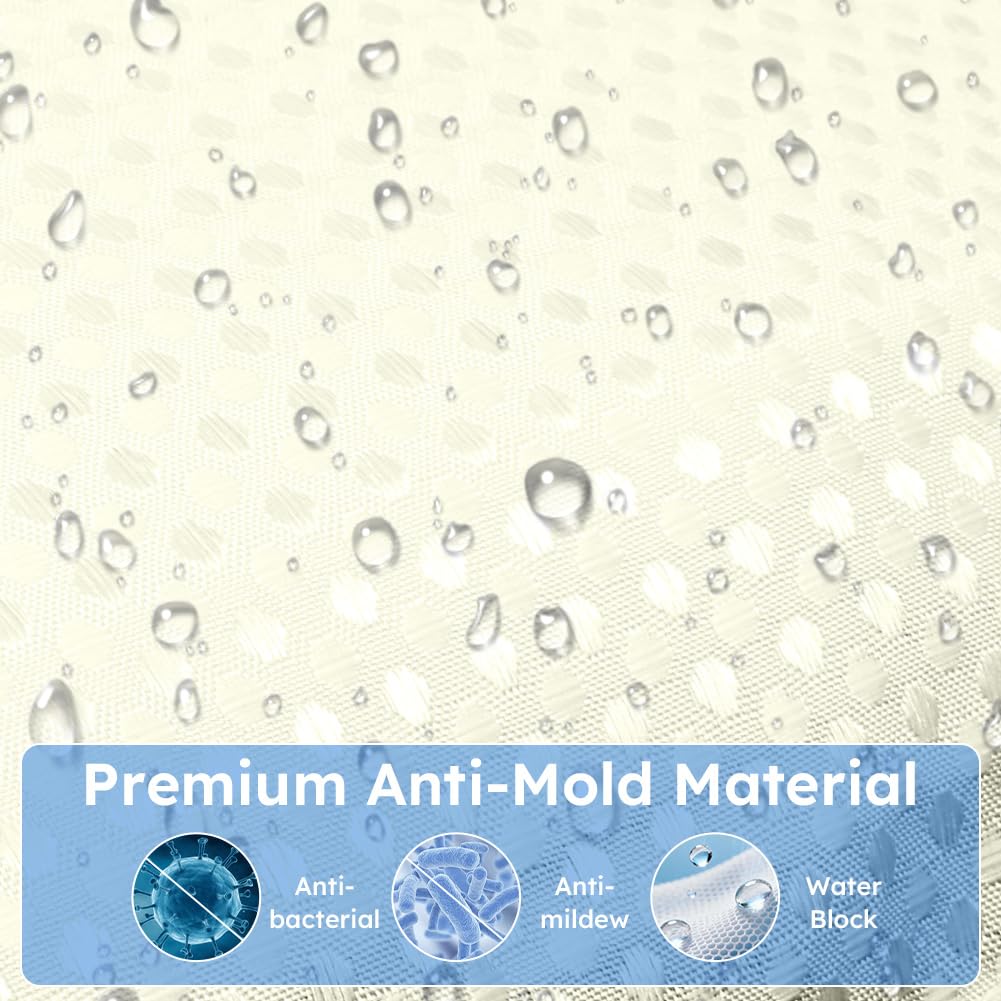 APXEL Beige Waffle Shower Curtain, Mould Proof Waterproof Shower Curtains
