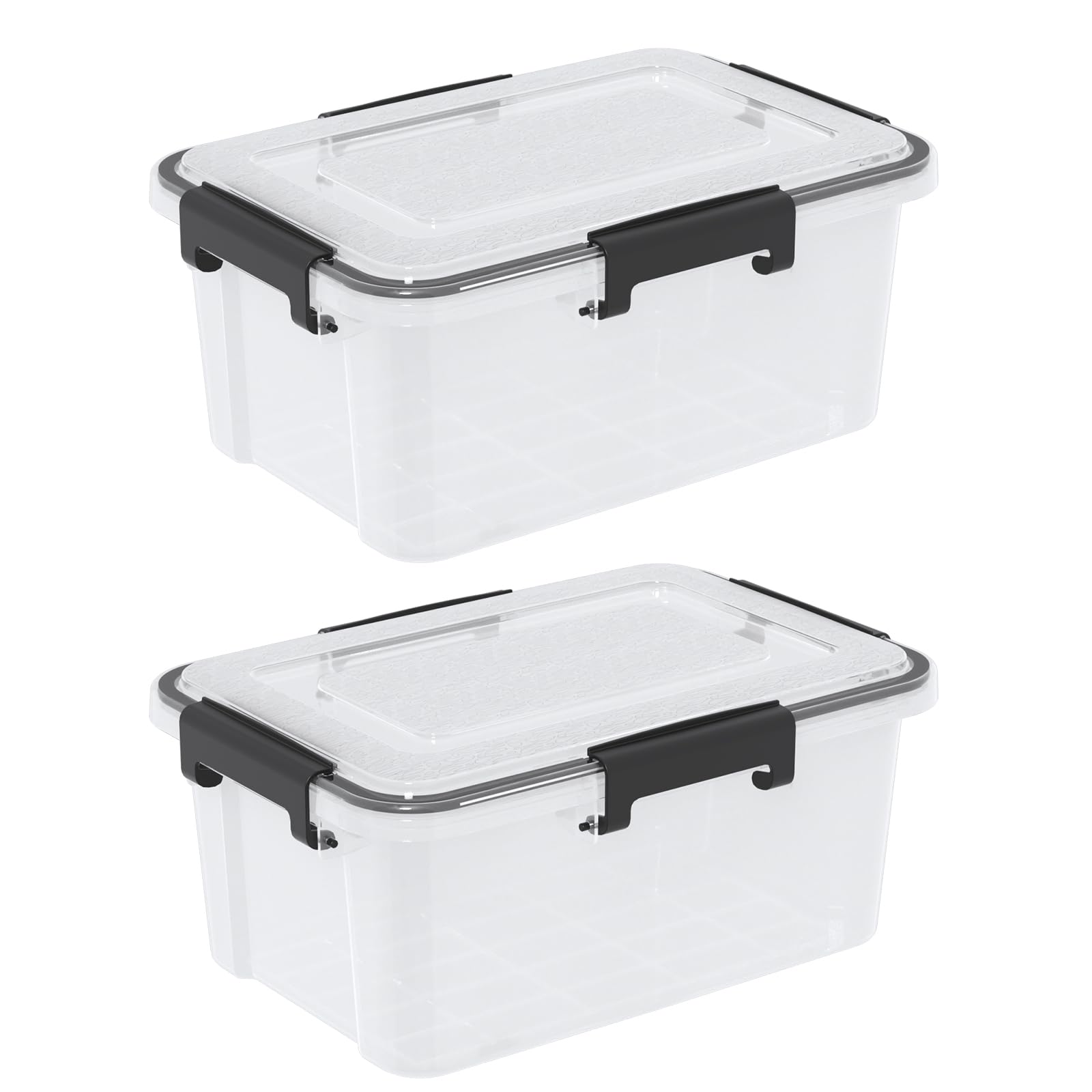 Parlynies 10 L Airtight Clear Plastic Storage Box, Stackable Storage Bin with Seal Lid, 2 Packs