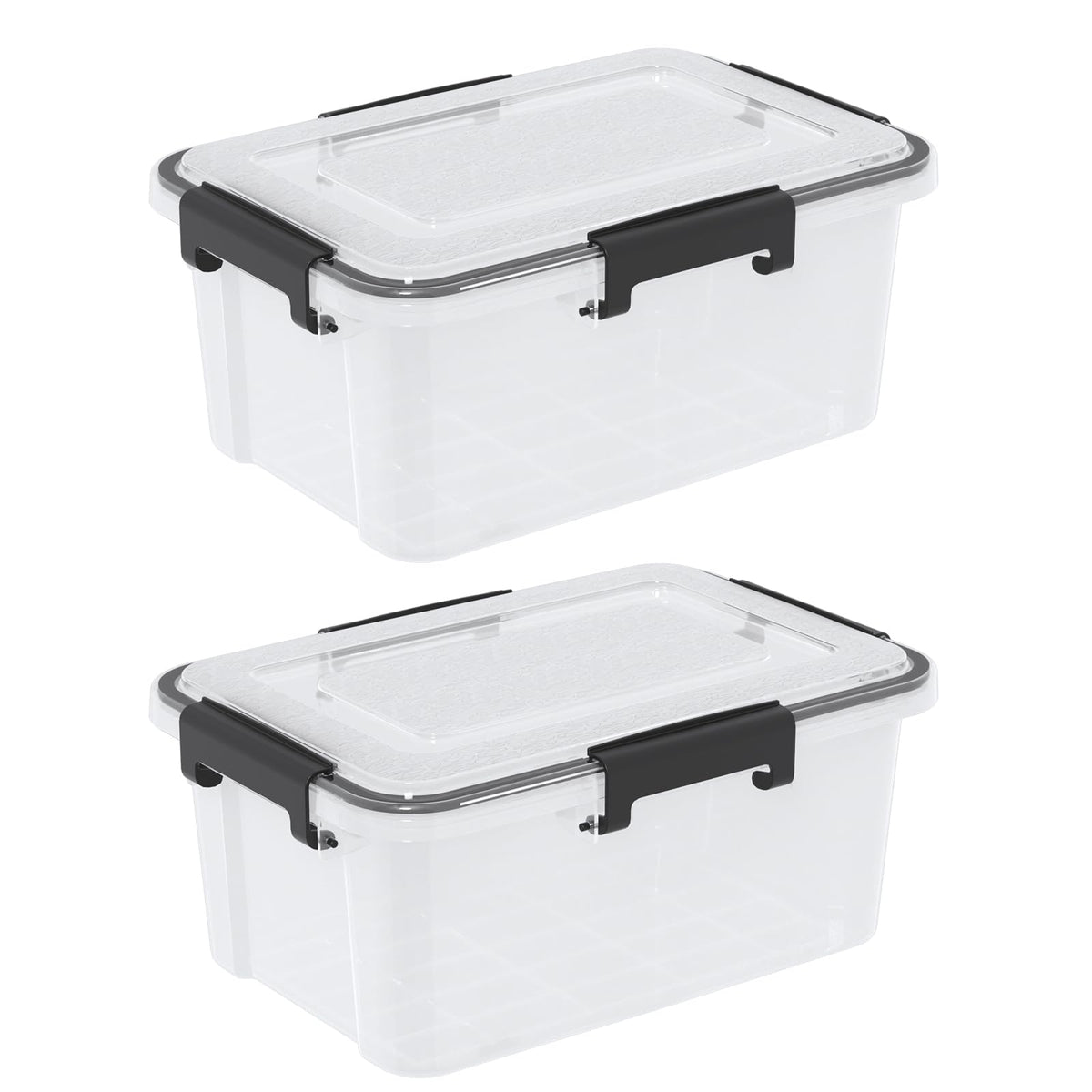 Parlynies 10 L Airtight Clear Plastic Storage Box, Stackable Storage Bin with Seal Lid, 2 Packs