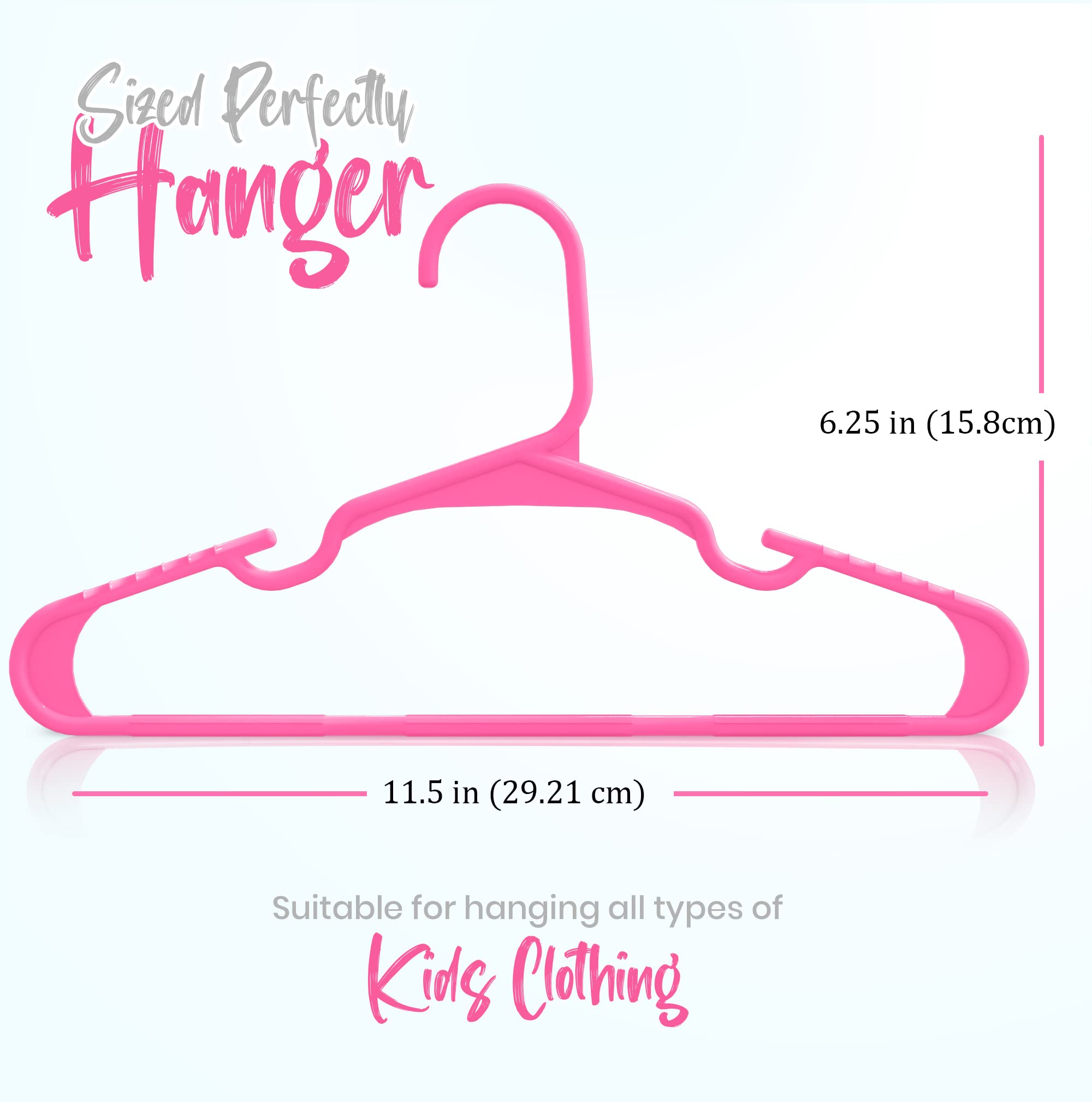 Utopia Home Baby Hangers - 60 Pink Plastic Kids Closet Hangers - Durable, Ideal for Everyday Use