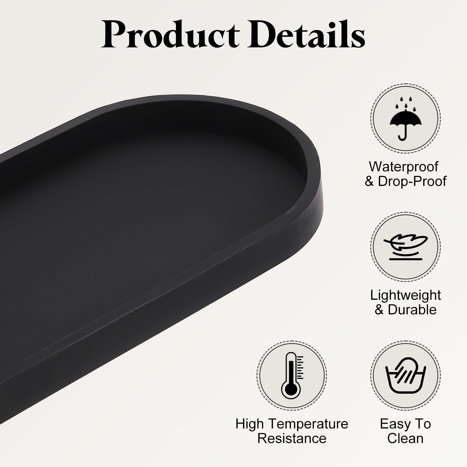 sourcing map Bathroom Vanity Tray, 11.8" x 5" Oval Silicone Soap Dispenser Trays, Shatterproof Kitchen Sink Organizer for Soaps Keys Candle Trinket