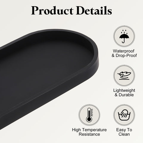 sourcing map Bathroom Vanity Tray, 11.8" x 5" Oval Silicone Soap Dispenser Trays, Shatterproof Kitchen Sink Organizer for Soaps Keys Candle Trinket