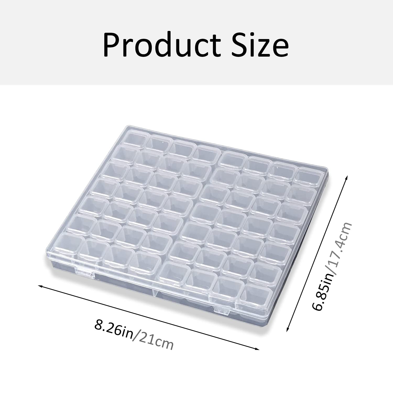 56 Grids Pearl Diamond Storage Box, Plastic Bead Compartment, Transparent Jewellery Container