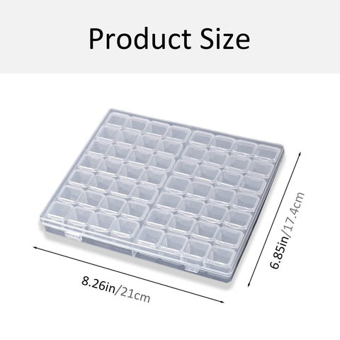 56 Grids Pearl Diamond Storage Box, Plastic Bead Compartment, Transparent Jewellery Container