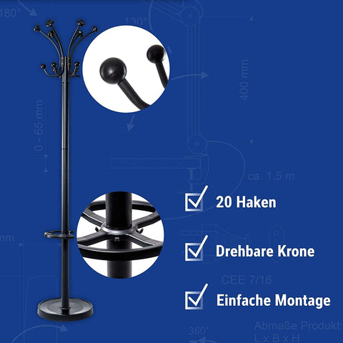 MAUL MAULnubis Coat Stand | Modern and Stable Standing Coat Rack for Private Use, Office and Reception Rooms | Sturdy Steel Clothes Rack for Jackets