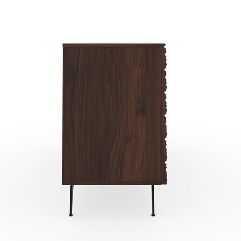 GFW Bantham Large Sideboard For Living Room. Modern Wooden Sideboard With Textured Finish, Walnut, H72.cm x W106cm x D39cm