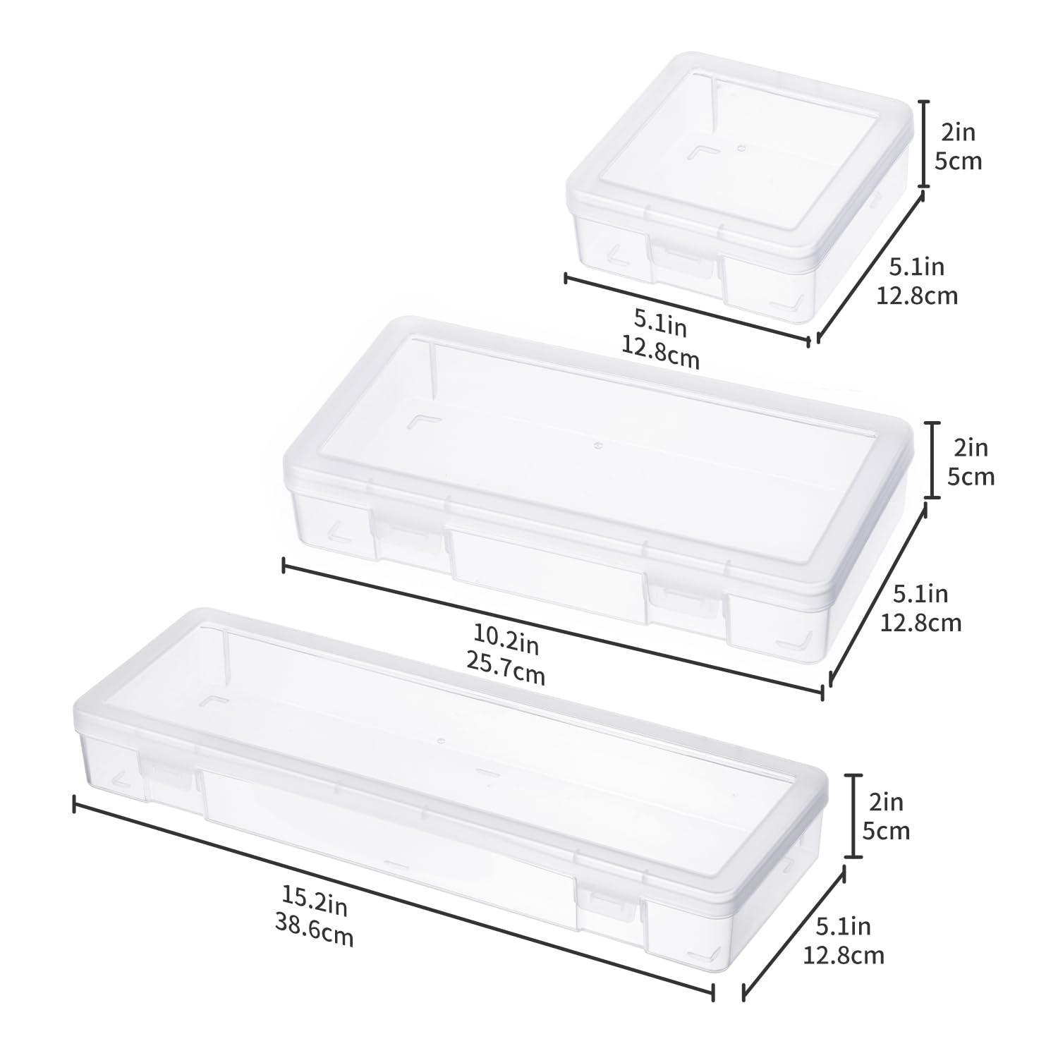 novelinks Stackable Plastic Clear Storage Box Containers with Latching Lid - Art Craft Supply Organizer Storage Containers for Pencil Box, Lego