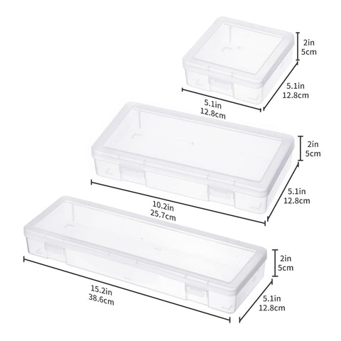 novelinks Stackable Plastic Clear Storage Box Containers with Latching Lid - Art Craft Supply Organizer Storage Containers for Pencil Box, Lego