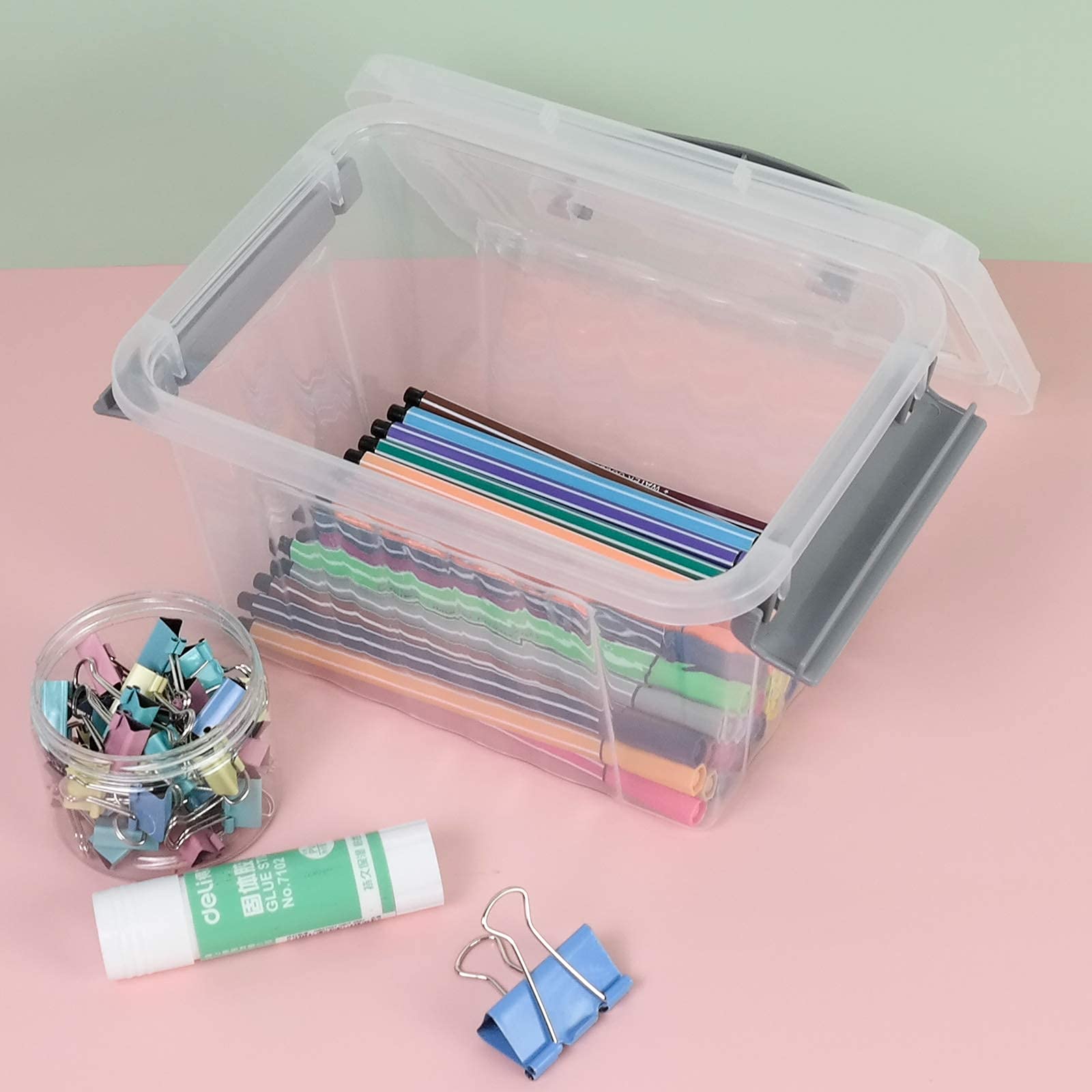 Joyeen Plastic Small Boxes, Clear Storage Boxes with Lids Set of 6