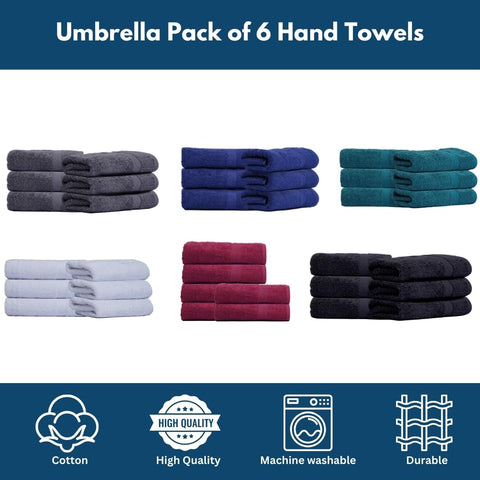 Ultra Soft & Thick Hand Towels - 6-Pack, 100% Combed Cotton, High Absorbency, Large 40 x 70 cm Hand Towels, Quick-Dry, Premium Hotel & Spa Quality