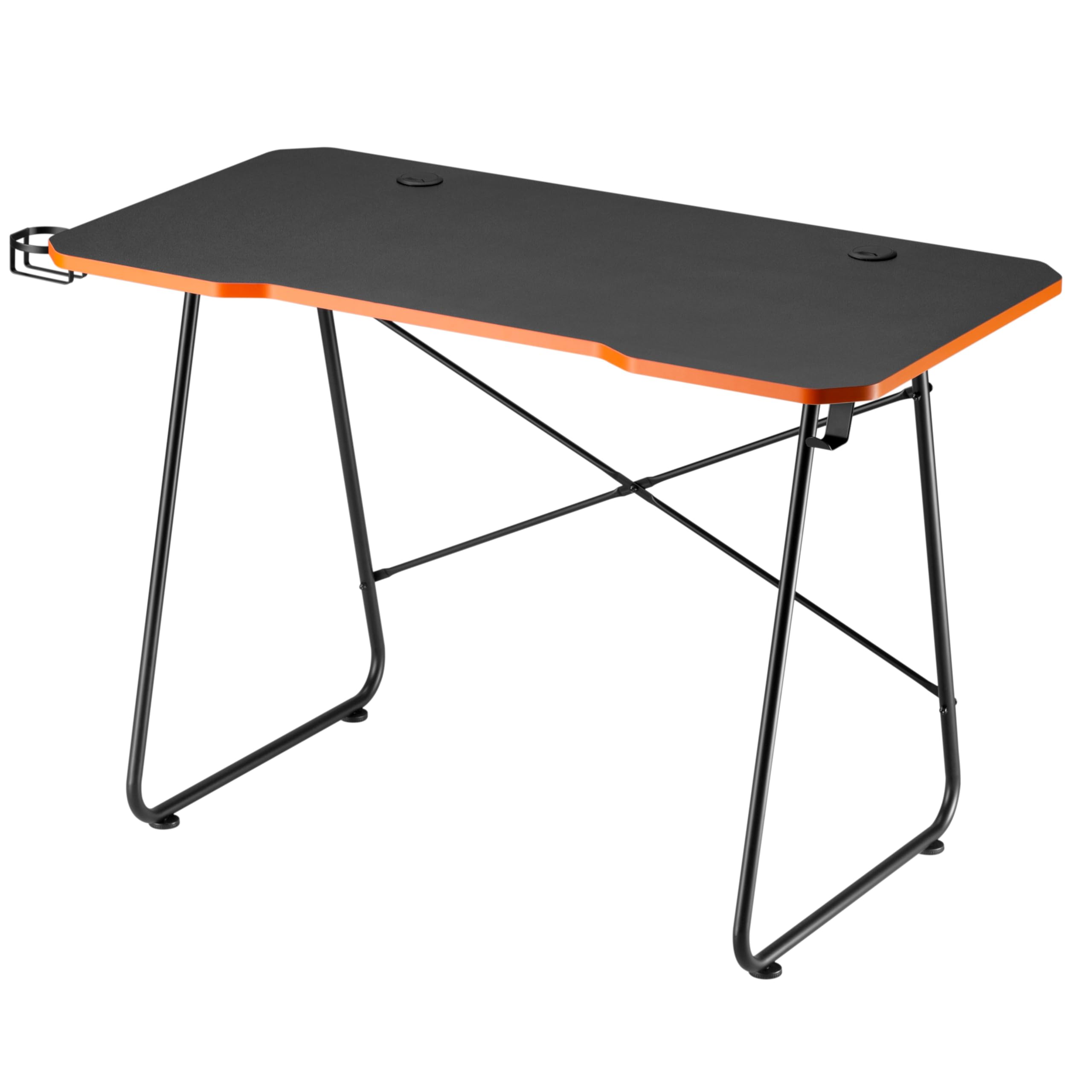 Properav Computer Study Desk Black for Home Office PC Monitor Laptop Gaming with Headphone Hook & Cup Holder