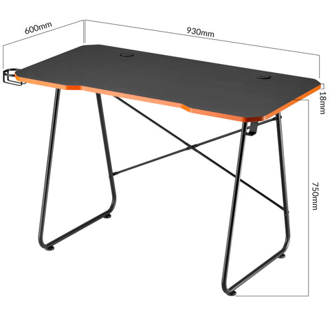 Properav Computer Study Desk Black for Home Office PC Monitor Laptop Gaming with Headphone Hook & Cup Holder