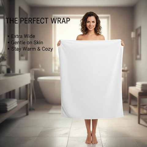 Aaf Textiles Bath Sheets Extra Large Oversized 96 x180 cm in White, 100% Egyptian Cotton Style 515 GSM Shower Towel – Thick and Absorbent