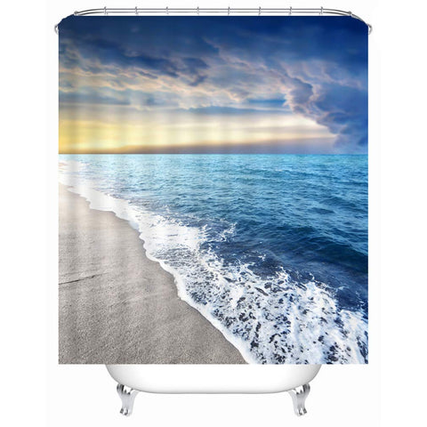 X-Labor Beach Motif Shower Curtain Waterproof Fabric Anti-Mould Includes 12 Shower Curtain Rings Washable Bath Curtain 180 x 180 cm Pattern C