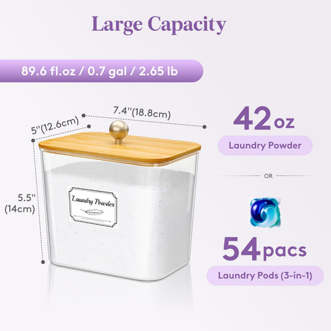 Lifewit Laundry Pods Container with Label Sticker& Scoop, 2L, 2 Pcs