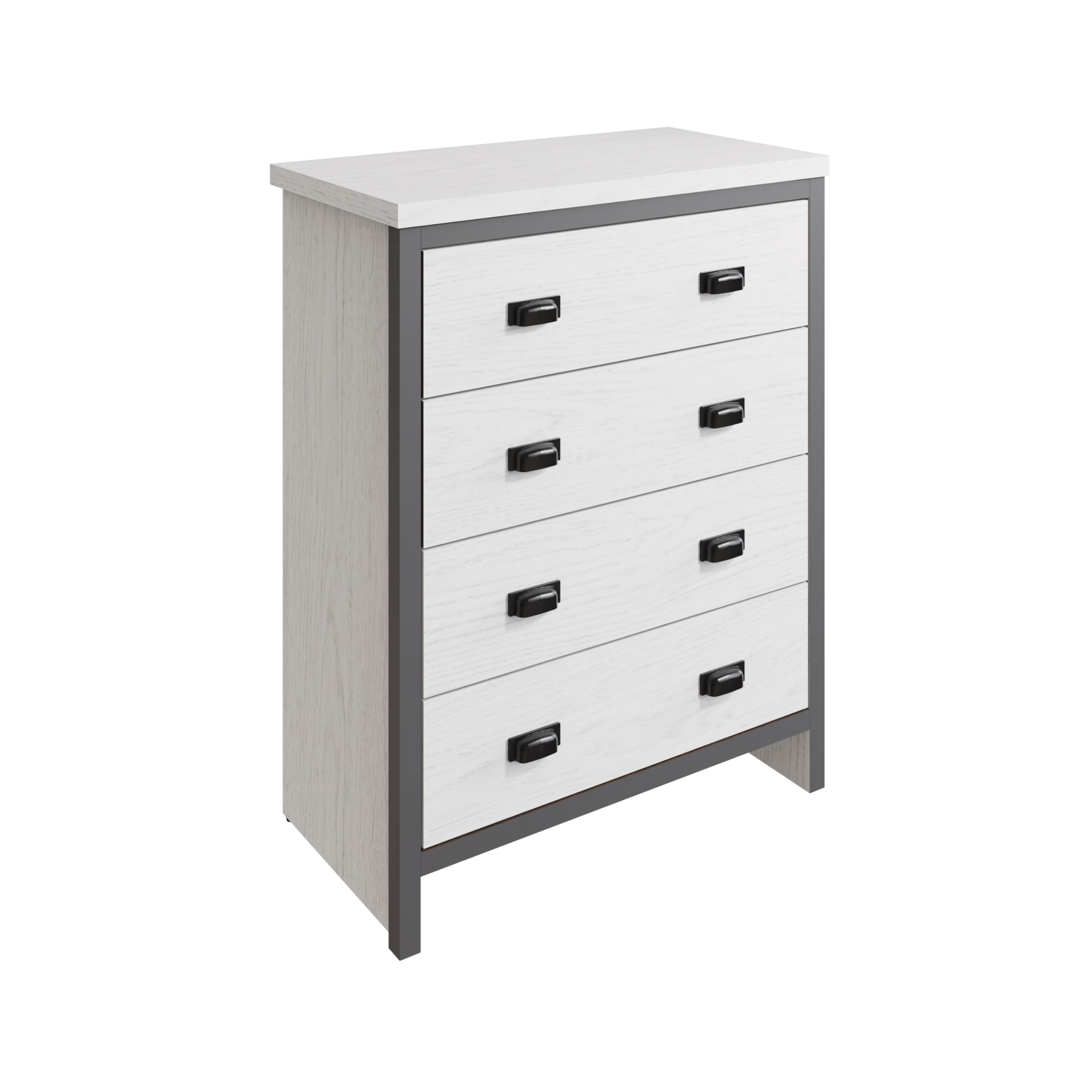 GFW Boston Coffee Table with 2 Drawers, Industrial Storage Coffee Table with Oak Effect Finish, 30mm Top Panel and Contrasting Frame
