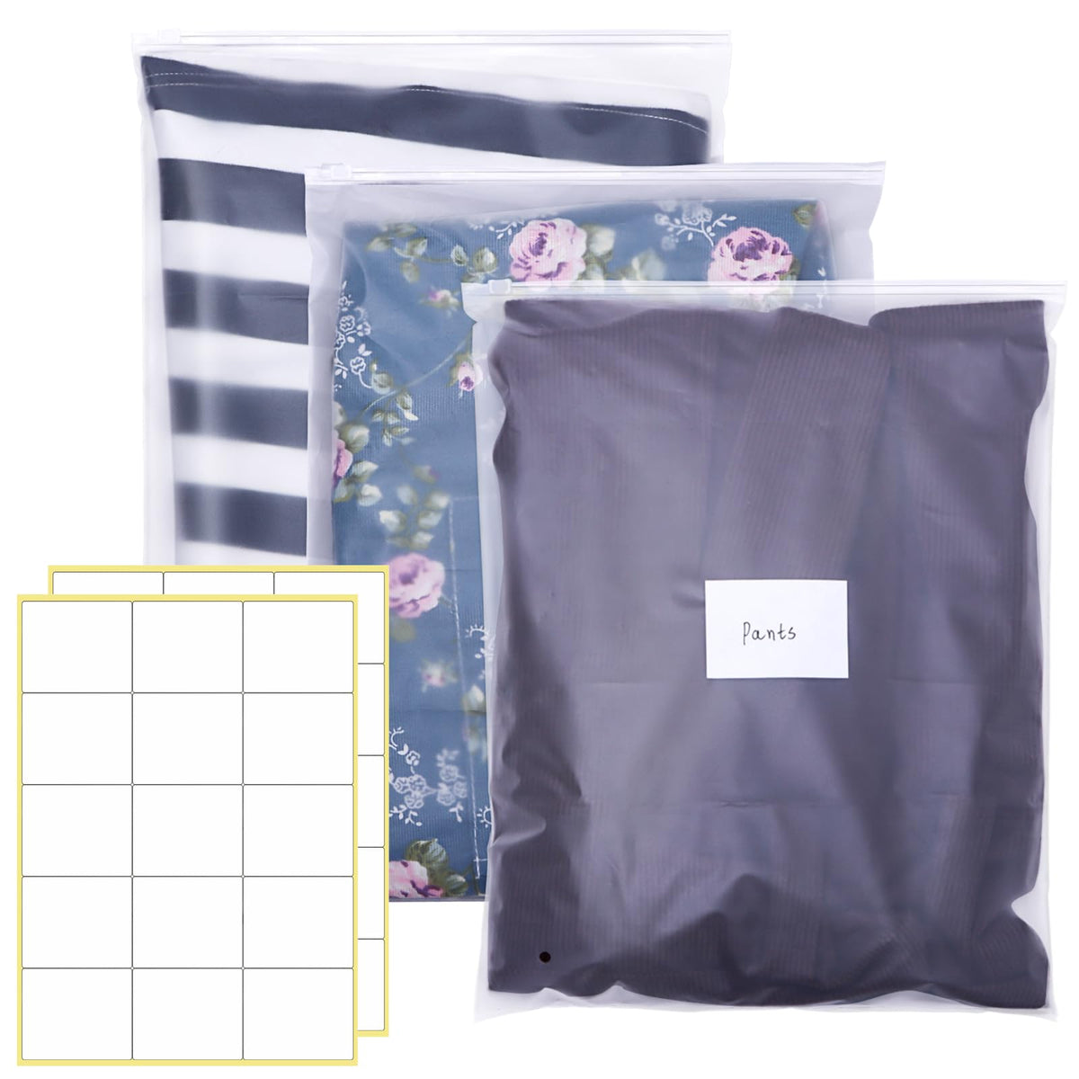 Zhtulck 30Pcs Reusable Ziplock Bags,40X30cm Hospital Bag Maternity Essentials, Travel Bags Organiser with Stickers