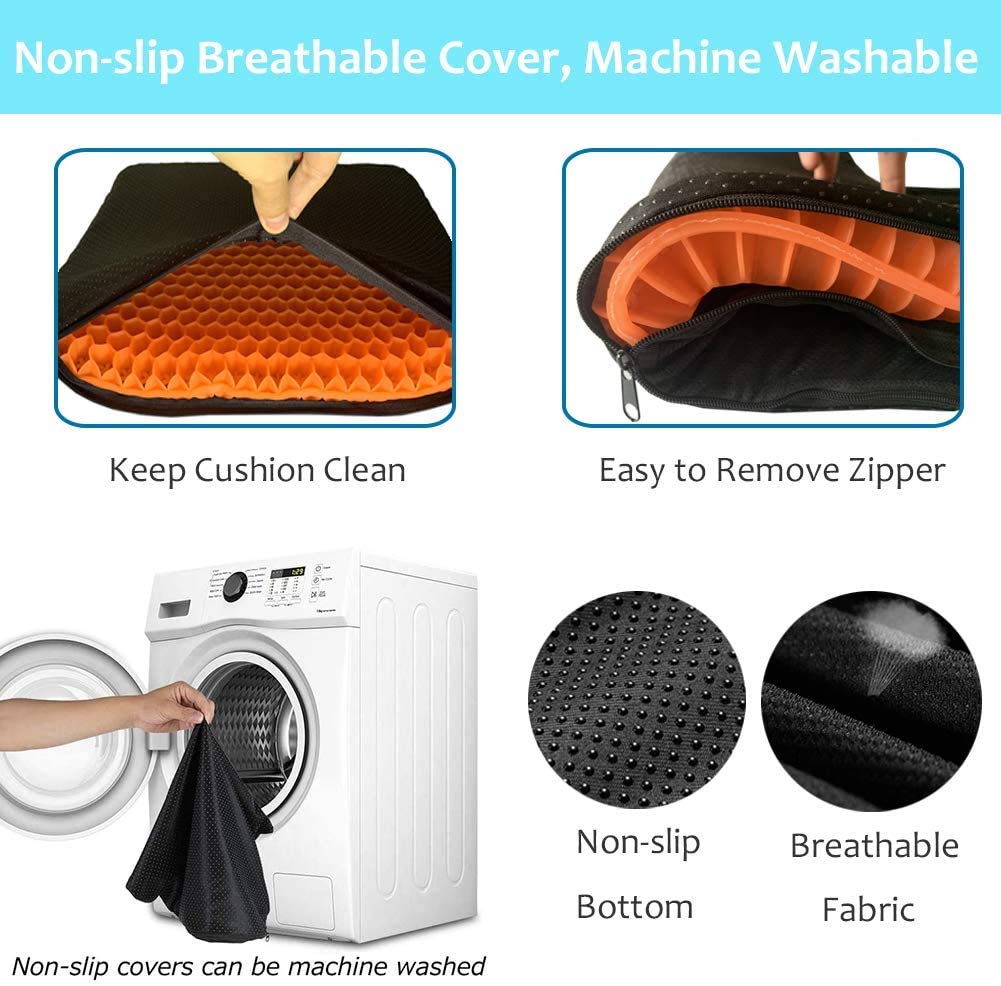Fzitiy 2024 NewLarge Gel Seat Cushion, Breathable Honeycomb Design Double Thick Egg Gel Cushion with Relieving Pain Pressure for Car Office Home