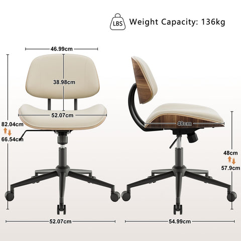 BERYTH Office Chair Comfy Small Ergonomic Office Chair with Wheels Desk Chair Modern Swivel With Adjustable Height Capacity up to 136 kg Study