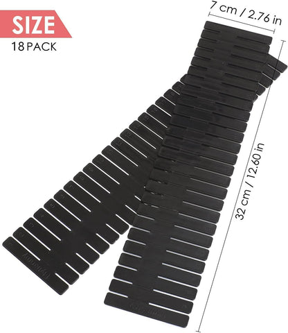 Flytianmy 18Pcs Drawer Dividers, Adjustable Drawer Organizer for Socks, Underwear, Makeup, Can Help Tidy Kitchen, Bedroom, Dresser Black
