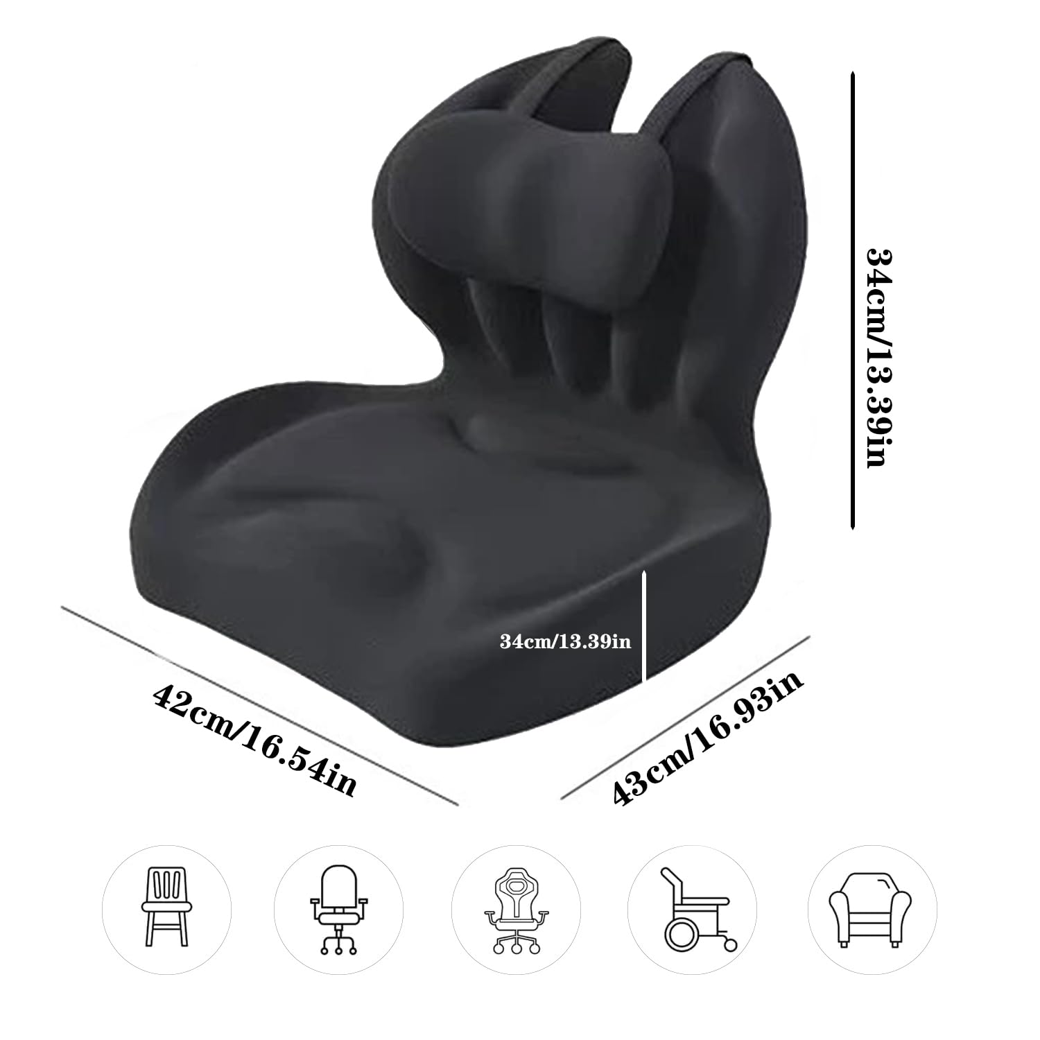 Senaire Office Chair Cushions, Comfortable Memory Foam Seat Cushion, Back Support Cushion Suitable for Car Seats, Office and Travel Backrests (Black)