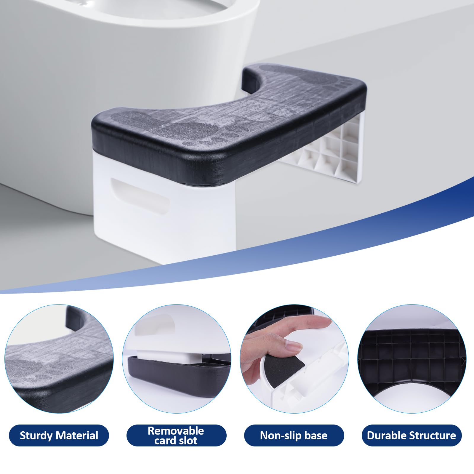 Folding Squatting Toilet Stool | 7 Inch Non-Slip Bathroom Step Stool | Anti Constipation Natural & Comfortable Squat Aid Stool