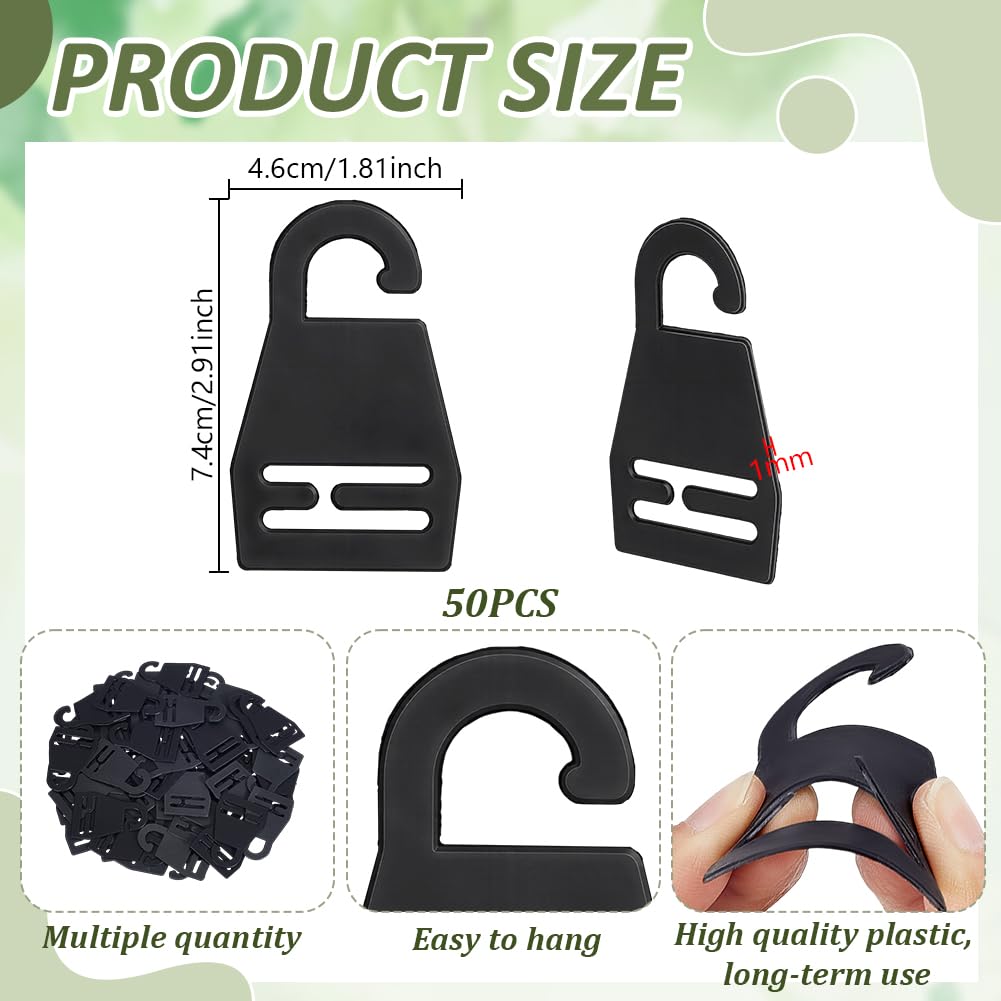 AHANDMAKER 50Pcs Black Tie Hanger Plastic Neck Tie Holders Organizer for Retail Display Closet Storage Space Saving Plastic Neck Tie Hook Hangers for