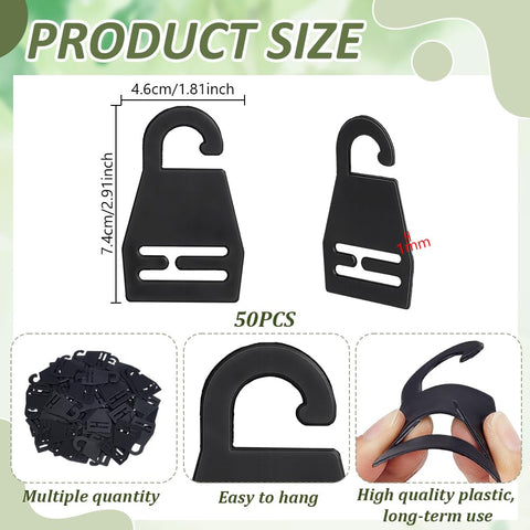 AHANDMAKER 50Pcs Black Tie Hanger Plastic Neck Tie Holders Organizer for Retail Display Closet Storage Space Saving Plastic Neck Tie Hook Hangers for