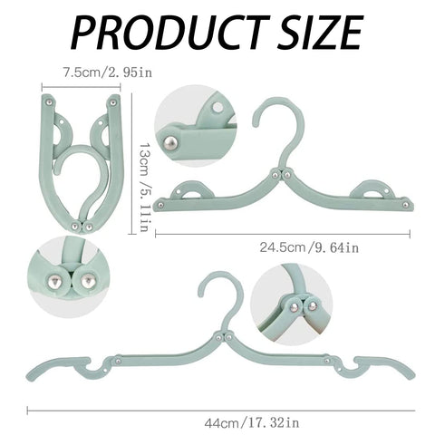Portable Travel Hangers, 12 PCS Portable Folding Plastic Clothes Coat Hangers, Magic Folding Coat Racks Multifunction Travel Accessories for Home