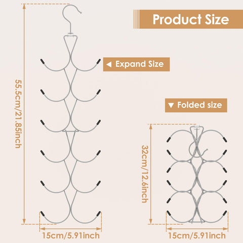2Pcs Scarf Hanger with 12 Hooks, Metal Scarf Storage Organizer, 360° Rotating Scarves Rack Space Savers