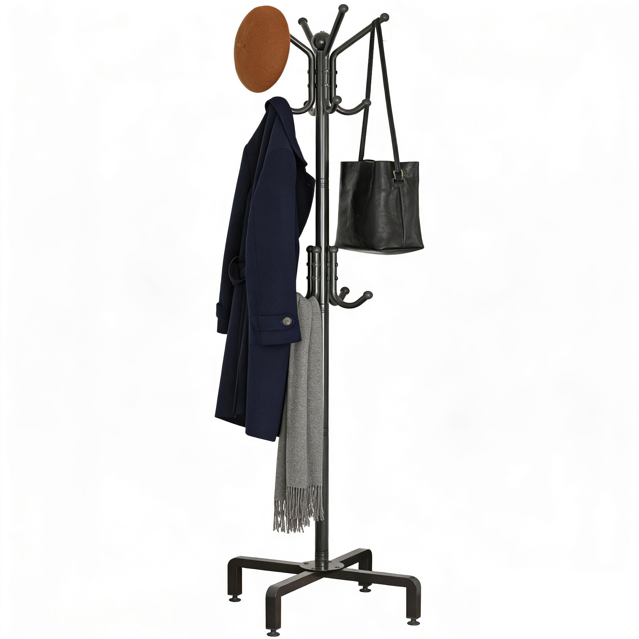 chunyangjingpin Coat Rack Stand with Adjustable Square Feet & Decorative Ball, 178 x 54 x 40cm Metal Coat Tree