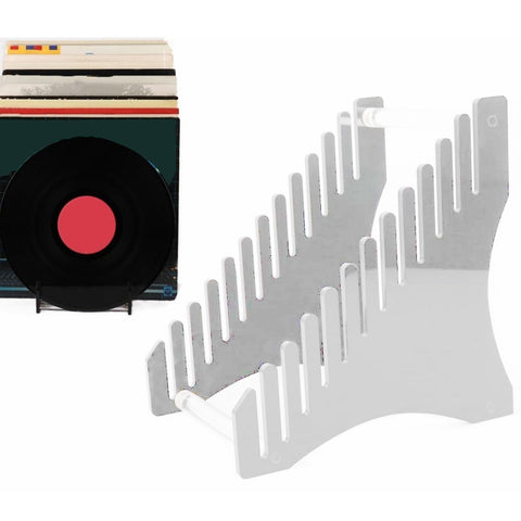 Focket Record Rack, Acrylic Record Storage Holder Easy Assembly 12 Places Easy Access for Albums (Transparent)