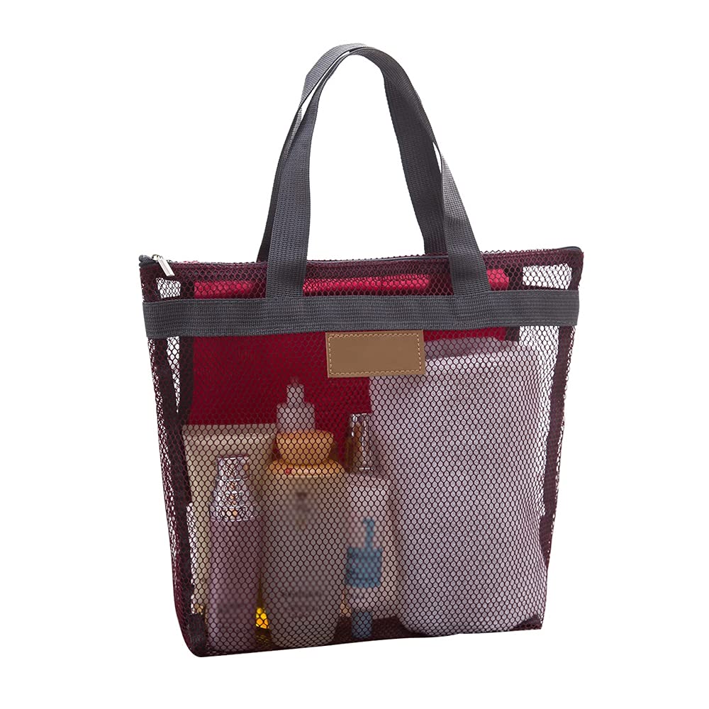 Mesh Shower Caddy Bag, Quick Dry Portable Tote Bag and Inner Pocket, Lightweight Bath Organizer for College Dorm Bathroom, Swimming, Gym, Beach