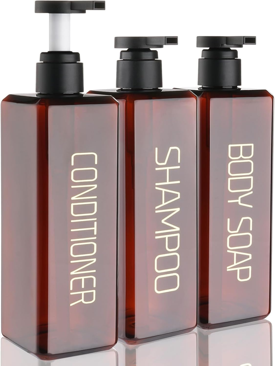 Hokretme 3 Pack Shampoo and Conditioner Dispenser 550ml Shower Soap Bottles Refillable Shampoo Pump Bottle Dispenser Plastic Empty Body Wash