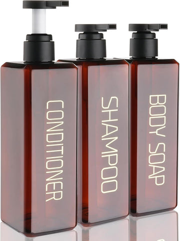 Hokretme 3 Pack Shampoo and Conditioner Dispenser 550ml Shower Soap Bottles Refillable Shampoo Pump Bottle Dispenser Plastic Empty Body Wash