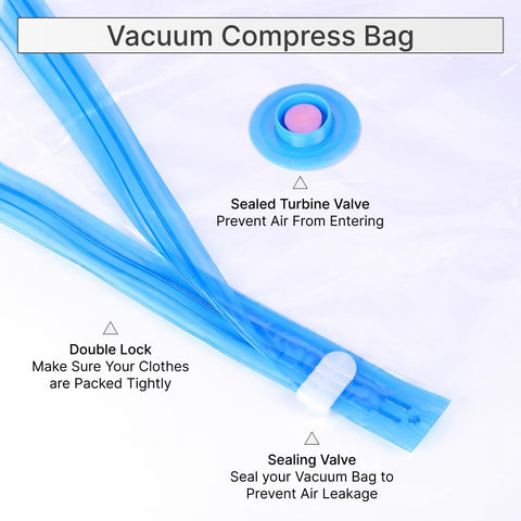 DOMIRA Vacuum Storage Bags – Space Saver Bags For Clothes, Duvets, Travel – Airtight Compression Seal – Reusable, Heavy Duty Vacuum Bags (Large, 3PK)
