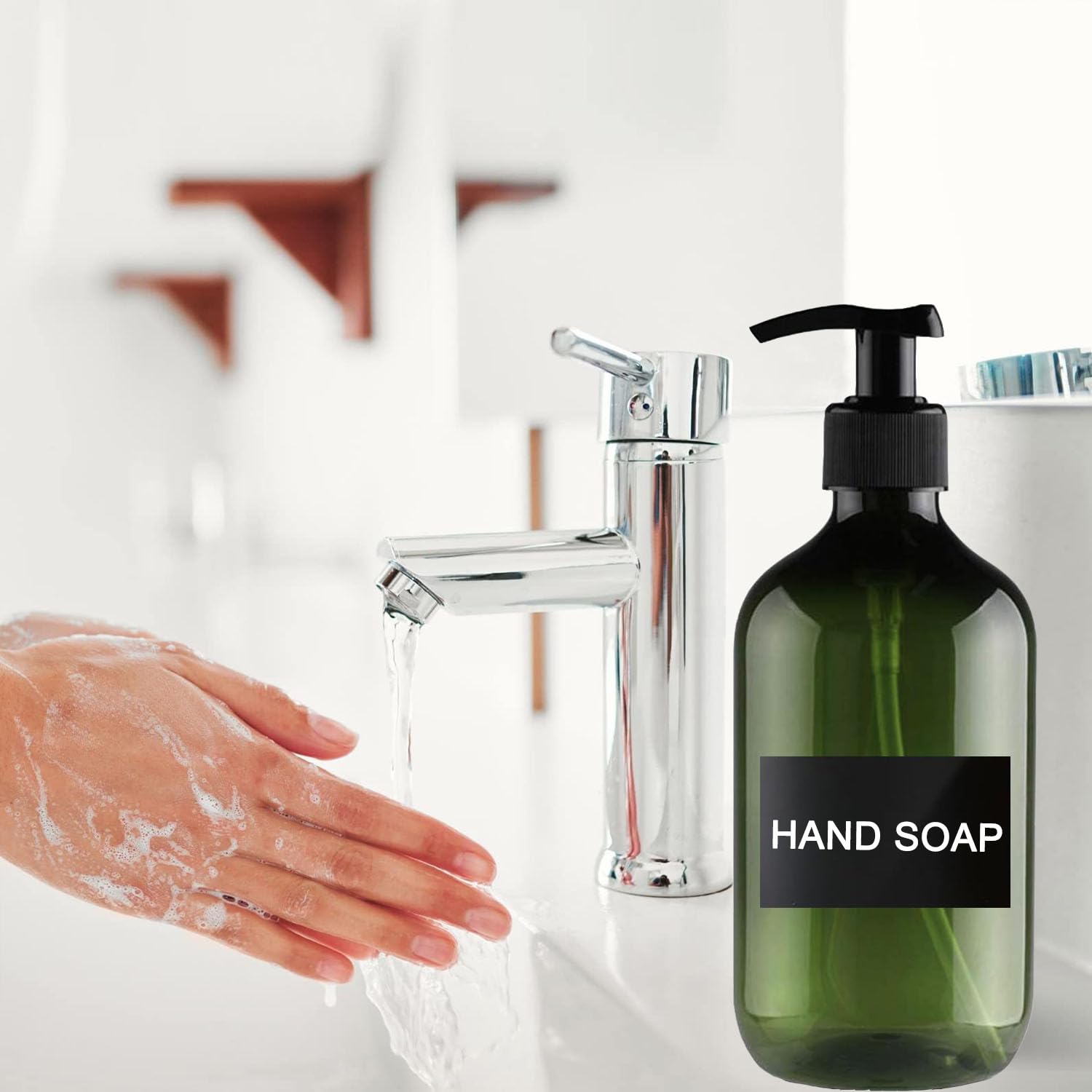 2 Pcs Pump Bottle Dispenser,500ML/17oz Refillable Empty Press Pump Bottles,Plastic Liquid Soap Dispenser Storage Holder Container for Liquid