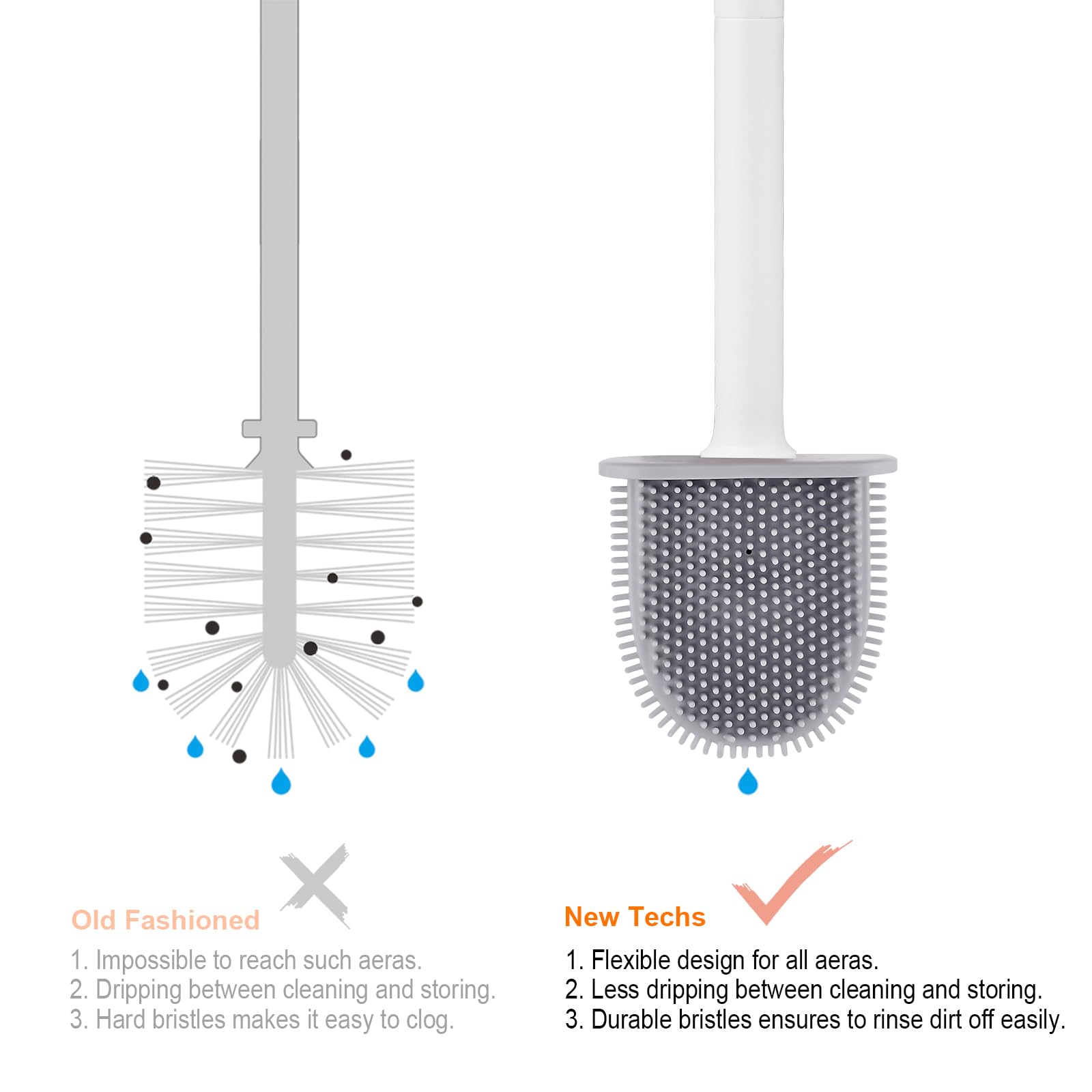 Ibergrif Silicone Toilet Brush and Holder Set, Quick Drying, Deep Cleaning