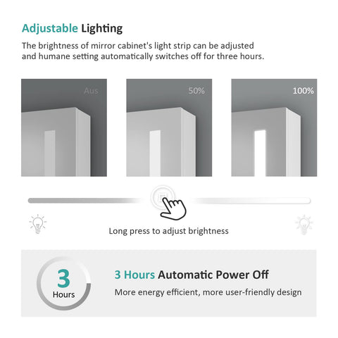 EMKE Led Bathroom Mirror Cabinet, Bathroom Wall Mirror Cabinet with Led Lights with Shaver Socket, Illuminated Mirror Cabinet with Dimmable