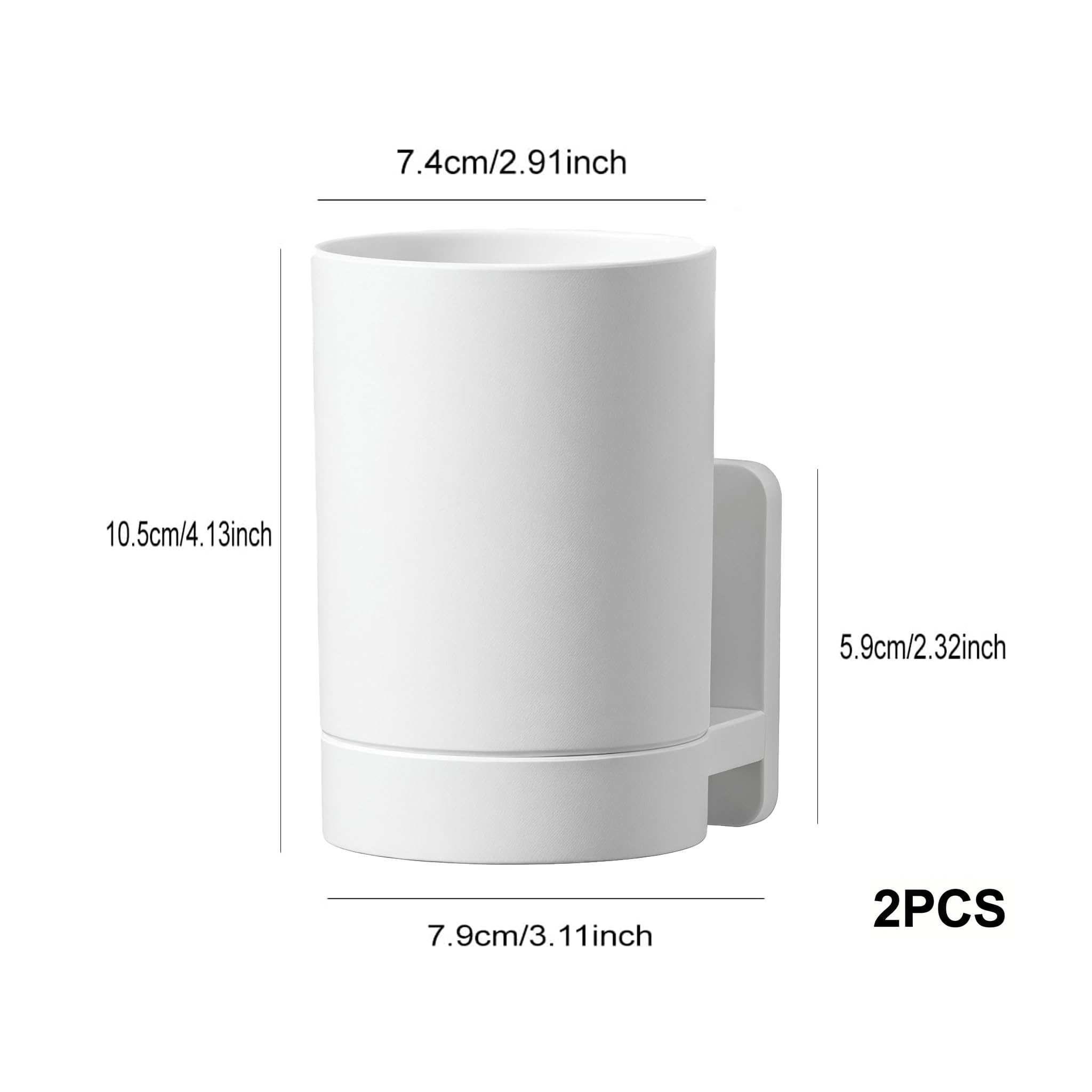 2 Pcs Wall Mounted Toothbrush Holder, Self Adhesive Tooth Brushing Holder Multifunction Tooth Mug Toothpaste Accessories Sets No Drilling for Home