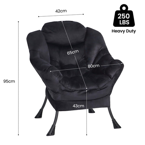 Mordchil EU Comfy Chair for Adults,Armchair Chair for Living Room,Velvet Reading Chairs for Bedroom, Accent Chairs with Steel Frame,Black