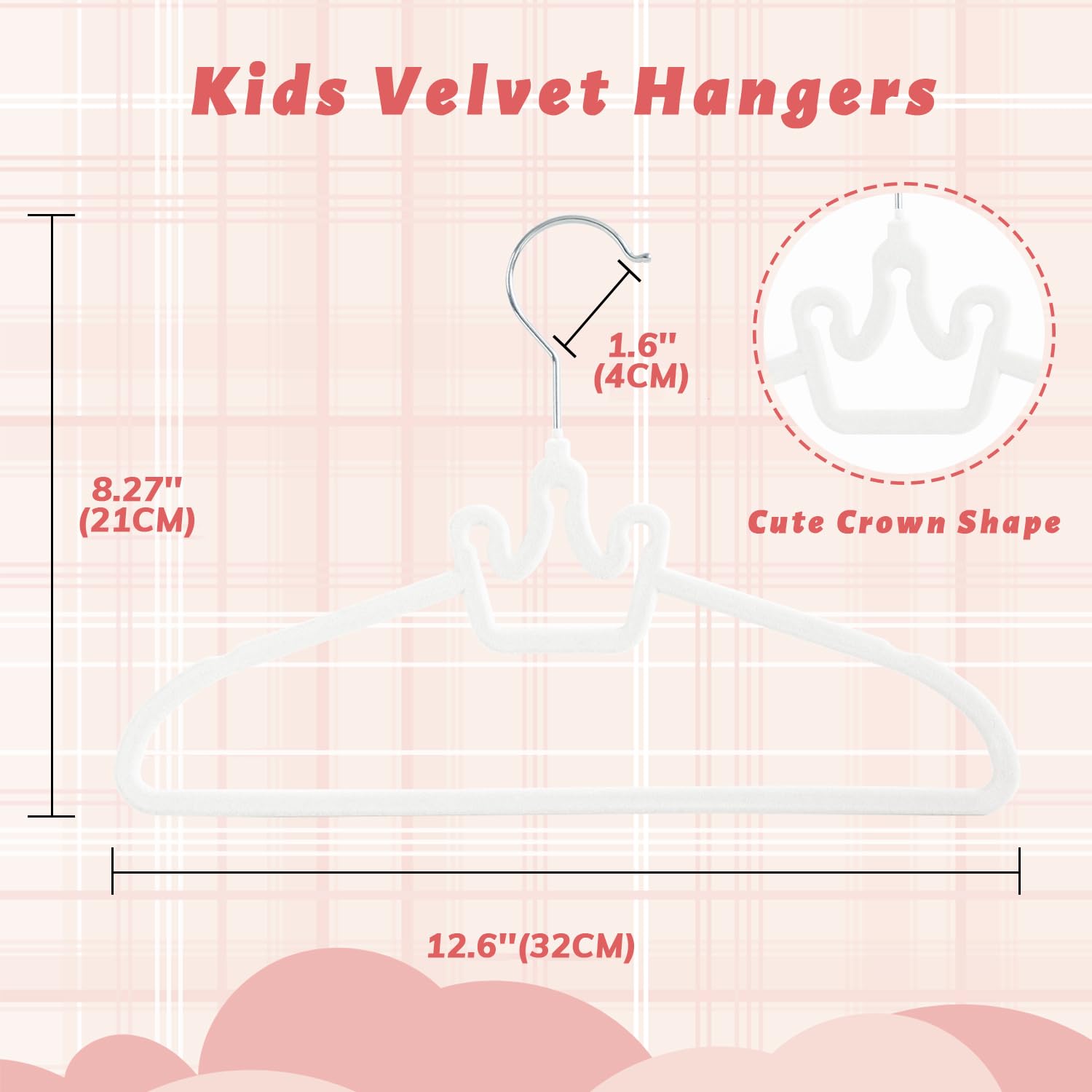 ManGotree 12.6" Kids Velvet Hangers Non-Slip Baby Hangers 20 Pack White