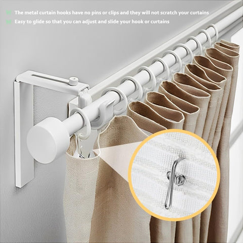 GZSYWZ 100 Pieces Curtain Hooks - Rustproof Metal Curtain Header Tape Drapery Hooks Heavy Duty Curtain Hooks Multi-Purpose Hooks Door Curtains Shower