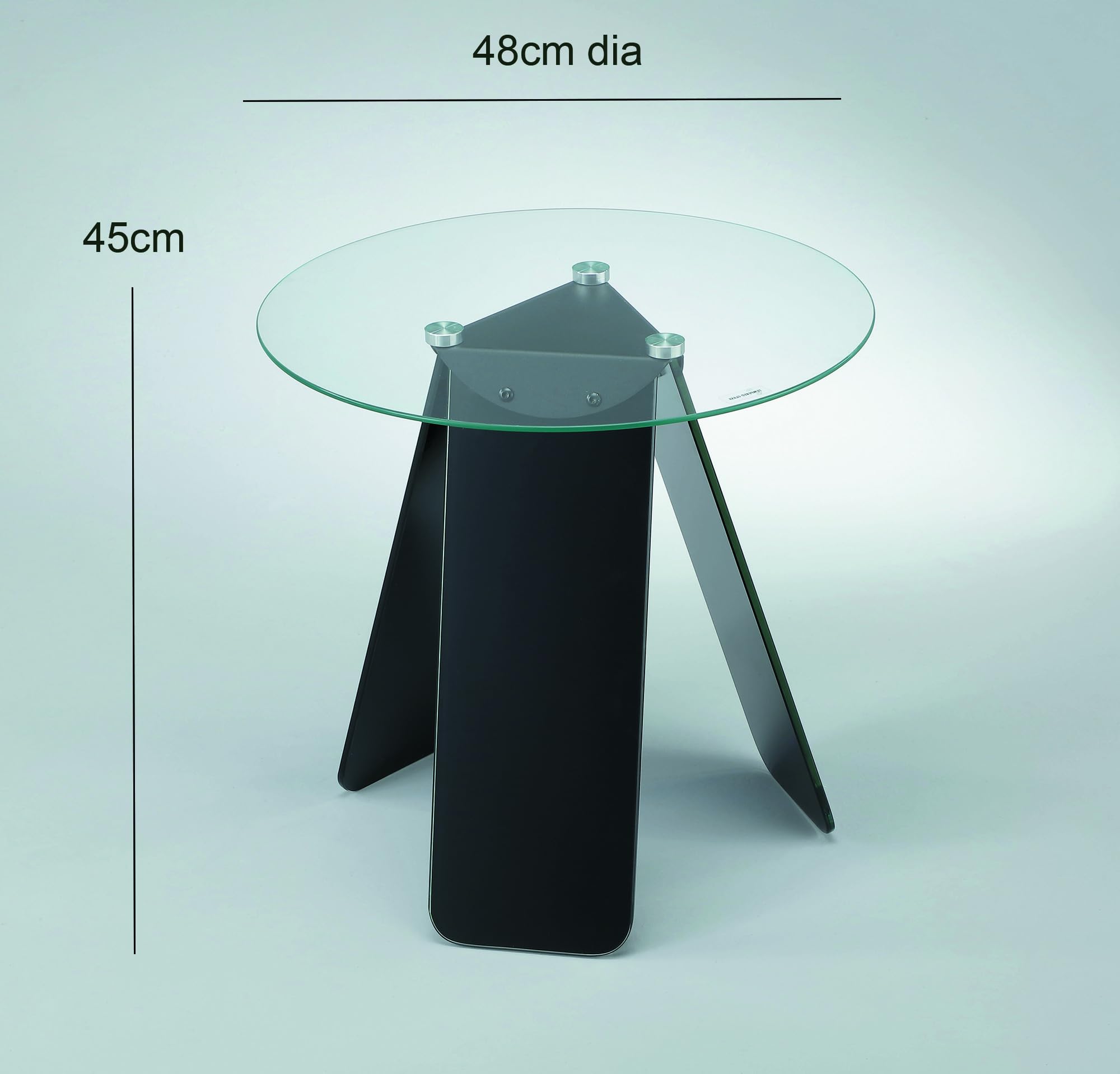 ASPECT Asti Round Side/Laptop/End/Coffeee Table Glass Top Base, Tempered, Clear/Black, 48 diameter x 45(H) cm
