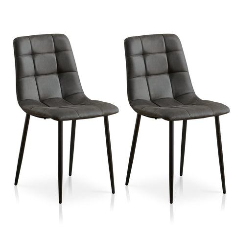 TUKAILAi Dining Chairs Set of 2 Grey Faux Suede Upholstered Seat Kitchen Chair with Backrest & Metal Legs Retro Leisure Chairs for Home Living Room