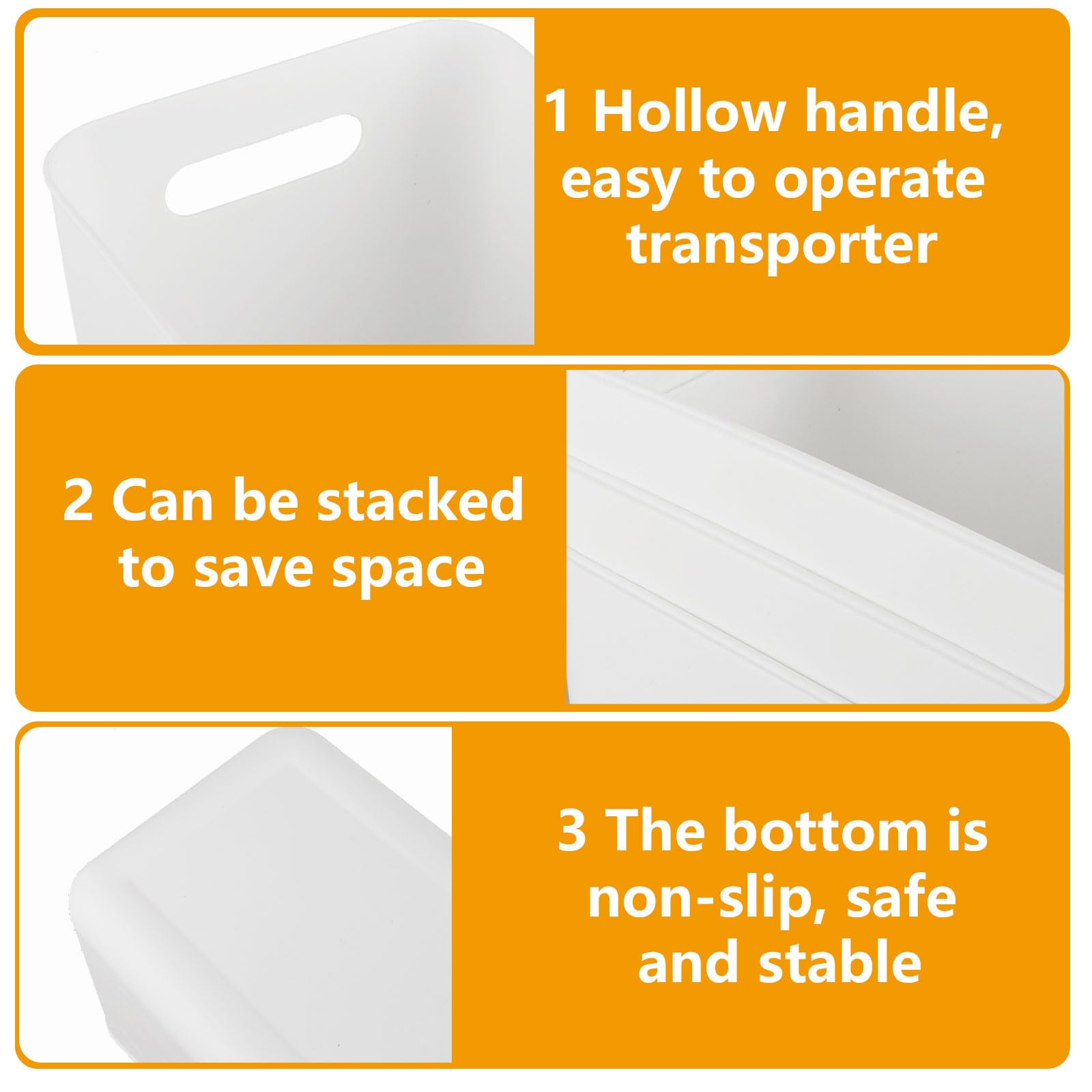 ASelected 6 Plastic Storage Boxes, White Storage Baskets, 25X17X15Cm Storage Boxes For Kitchen, Cabinets, Office, Bathroom, Toys