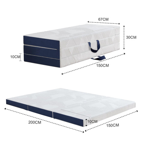 Hiimgo Folding Mattress,King Memory Foam Trifold Mattress,150x200x10cm