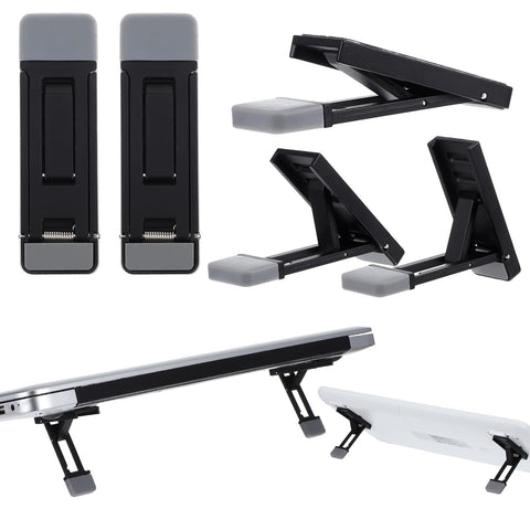 AOZUO 2pcs Mini Portable Laptop Stand for Desk, Portable Keyboard Riser Three Tilt Angle Adjustable Foldable Invisible Laptop Riser Self-Adhesive